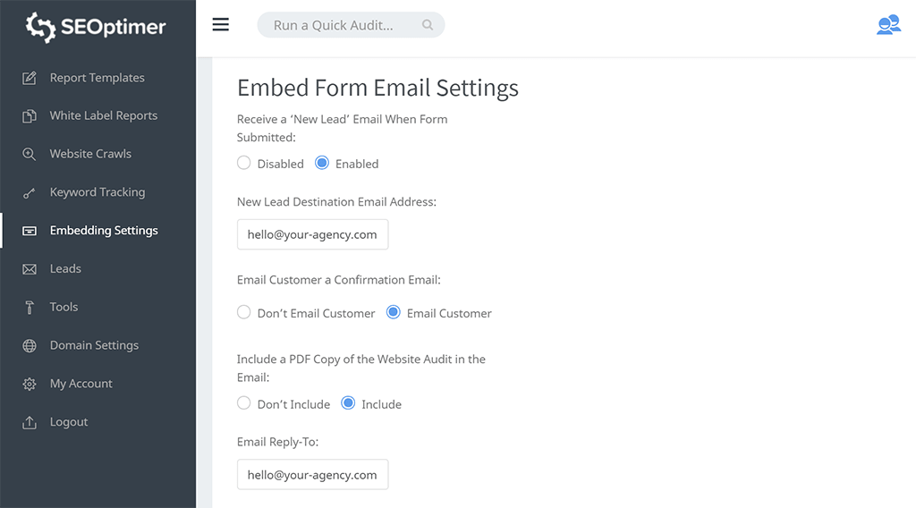 Notificaciones de correo electrónico del formulario